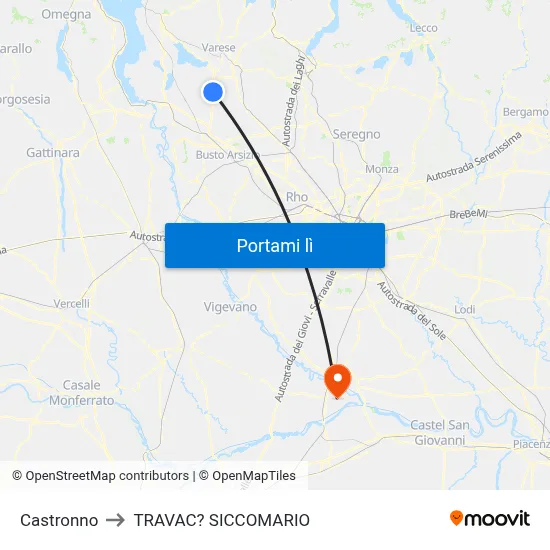 Castronno to TRAVAC? SICCOMARIO map