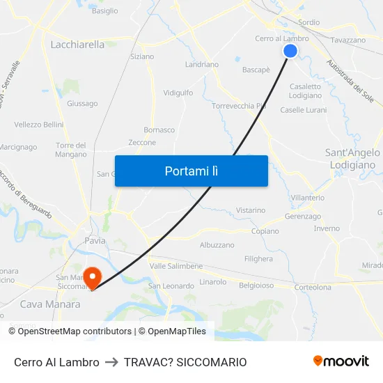 Cerro Al Lambro to TRAVAC? SICCOMARIO map
