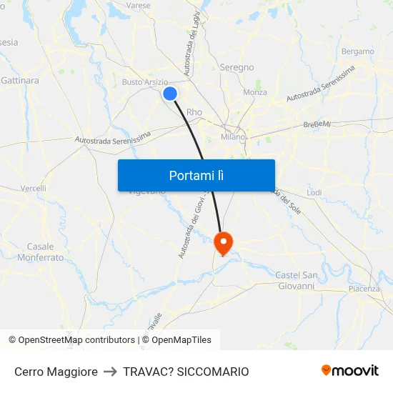 Cerro Maggiore to TRAVAC? SICCOMARIO map