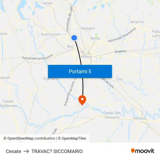 Cesate to TRAVAC? SICCOMARIO map