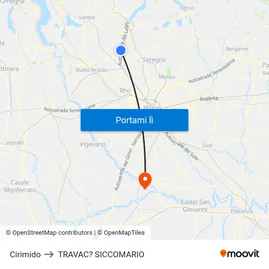 Cirimido to TRAVAC? SICCOMARIO map