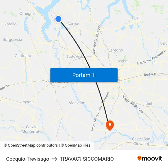 Cocquio-Trevisago to TRAVAC? SICCOMARIO map