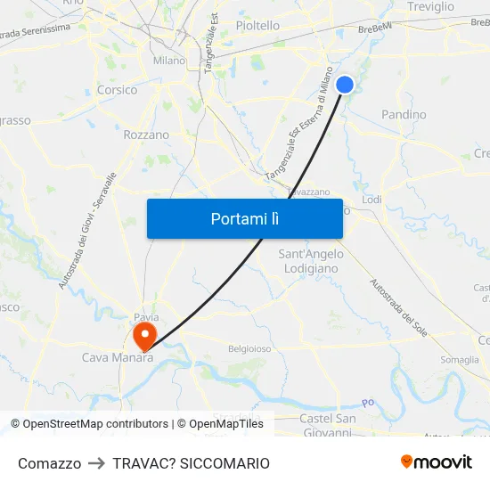 Comazzo to TRAVAC? SICCOMARIO map