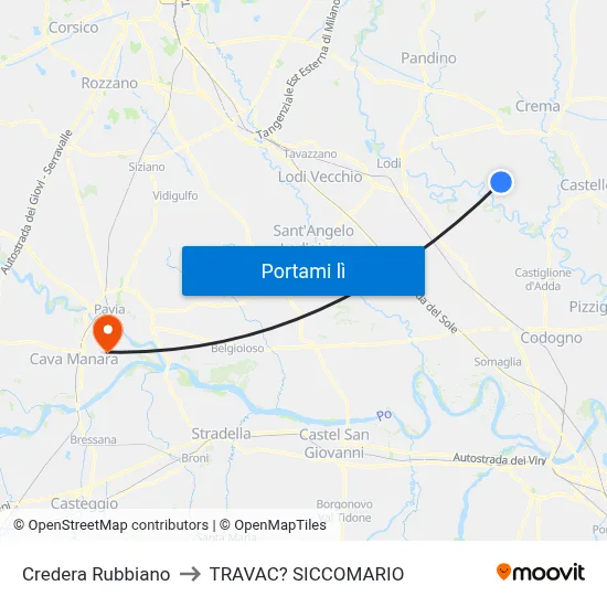 Credera Rubbiano to TRAVAC? SICCOMARIO map