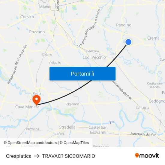 Crespiatica to TRAVAC? SICCOMARIO map