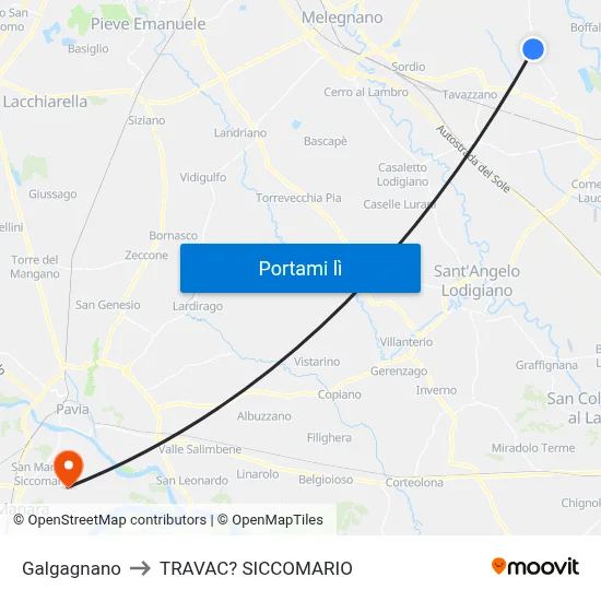 Galgagnano to TRAVAC? SICCOMARIO map