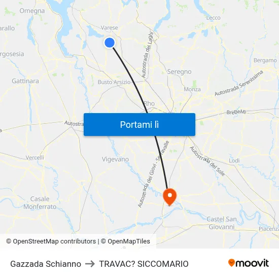 Gazzada Schianno to TRAVAC? SICCOMARIO map