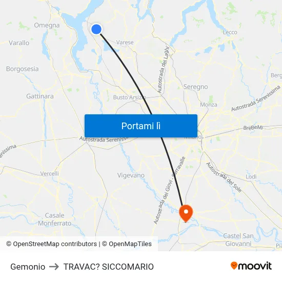 Gemonio to TRAVAC? SICCOMARIO map