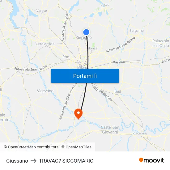 Giussano to TRAVAC? SICCOMARIO map