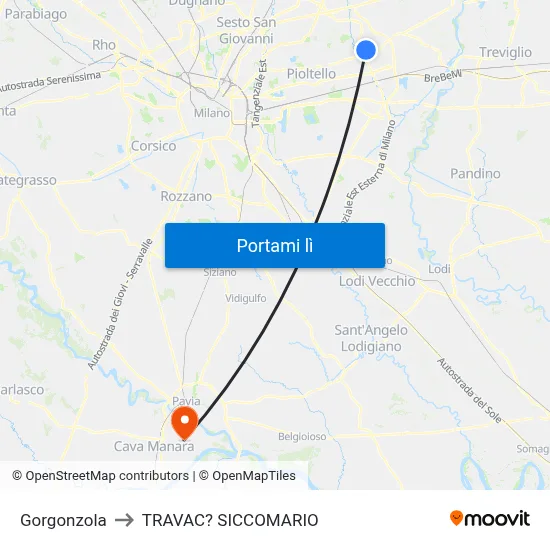 Gorgonzola to TRAVAC? SICCOMARIO map