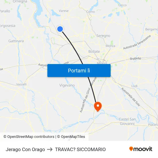 Jerago Con Orago to TRAVAC? SICCOMARIO map