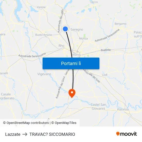Lazzate to TRAVAC? SICCOMARIO map