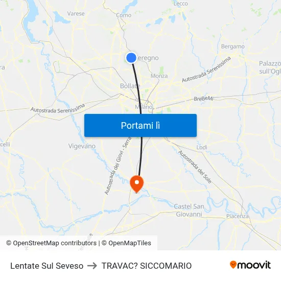 Lentate Sul Seveso to TRAVAC? SICCOMARIO map