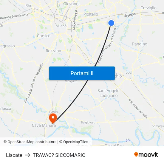 Liscate to TRAVAC? SICCOMARIO map