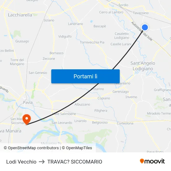 Lodi Vecchio to TRAVAC? SICCOMARIO map