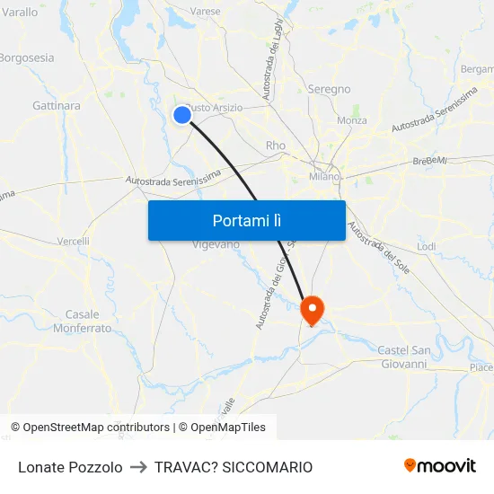 Lonate Pozzolo to TRAVAC? SICCOMARIO map