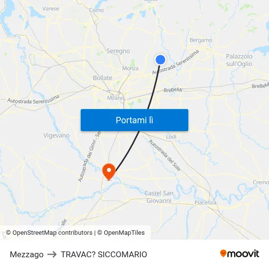 Mezzago to TRAVAC? SICCOMARIO map