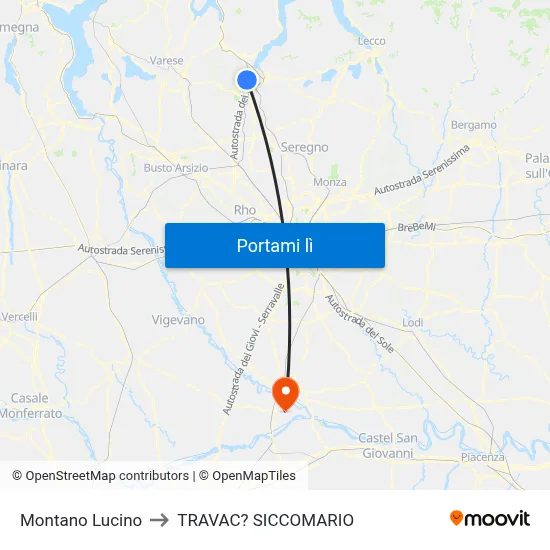 Montano Lucino to TRAVAC? SICCOMARIO map
