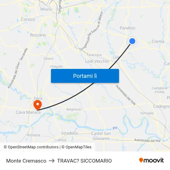 Monte Cremasco to TRAVAC? SICCOMARIO map