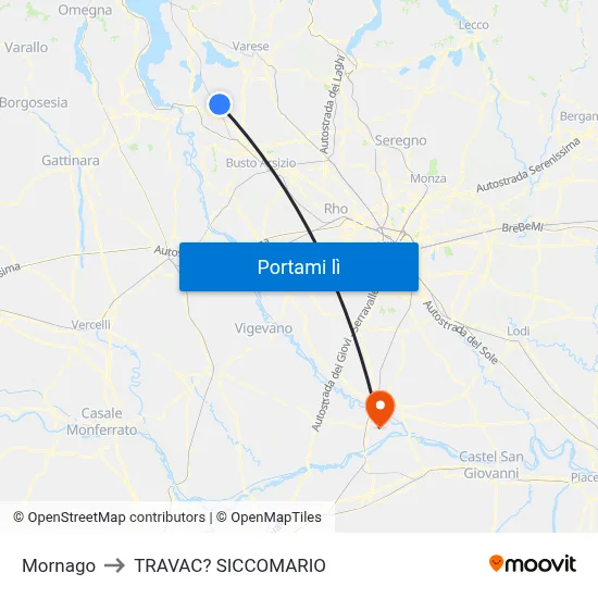 Mornago to TRAVAC? SICCOMARIO map