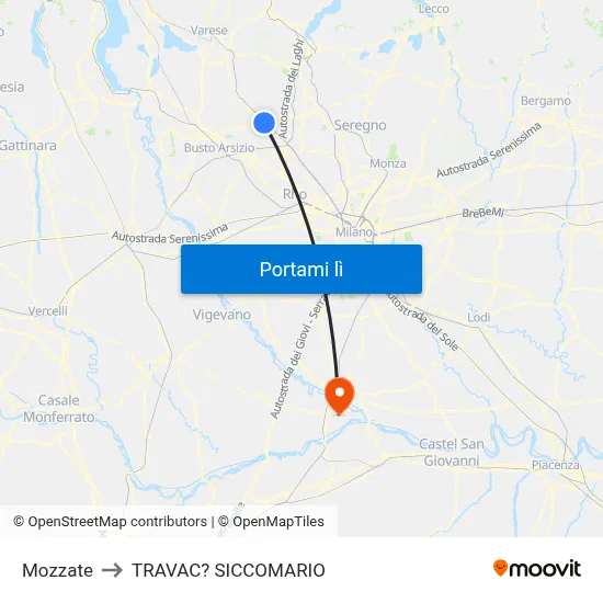 Mozzate to TRAVAC? SICCOMARIO map