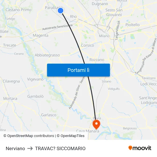 Nerviano to TRAVAC? SICCOMARIO map