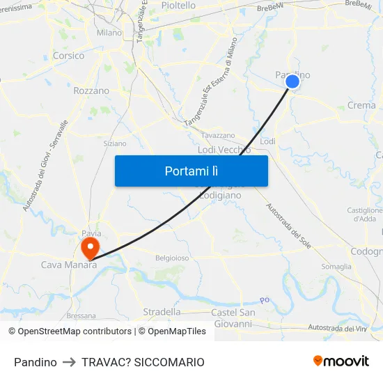 Pandino to TRAVAC? SICCOMARIO map