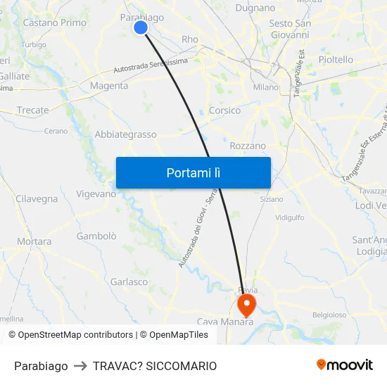 Parabiago to TRAVAC? SICCOMARIO map
