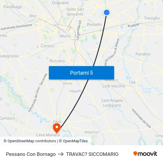 Pessano Con Bornago to TRAVAC? SICCOMARIO map