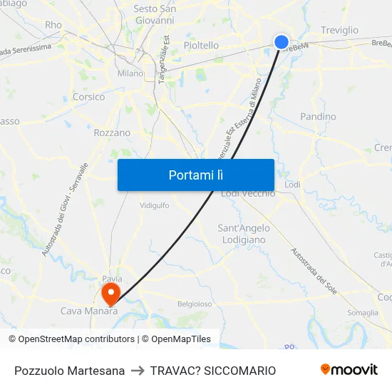 Pozzuolo Martesana to TRAVAC? SICCOMARIO map