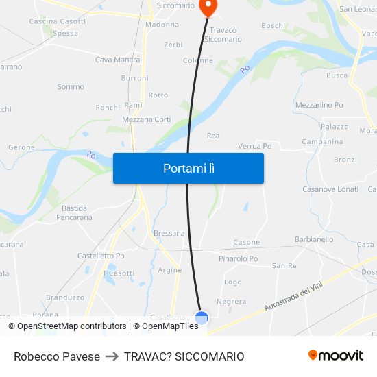 Robecco Pavese to TRAVAC? SICCOMARIO map