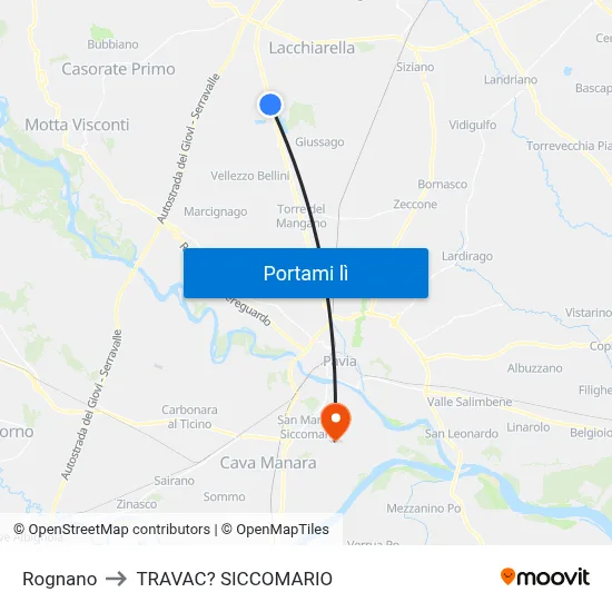Rognano to TRAVAC? SICCOMARIO map