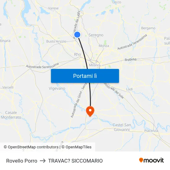 Rovello Porro to TRAVAC? SICCOMARIO map