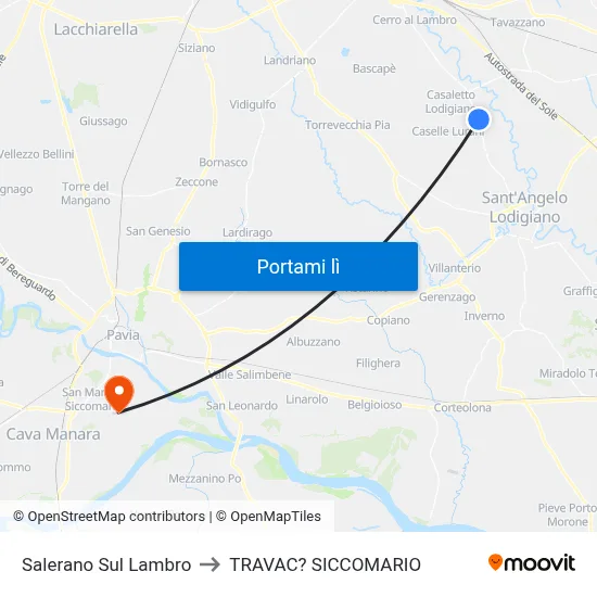 Salerano Sul Lambro to TRAVAC? SICCOMARIO map