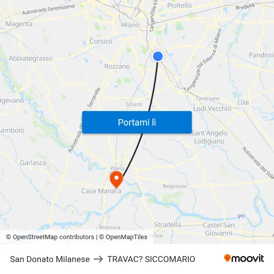 San Donato Milanese to TRAVAC? SICCOMARIO map