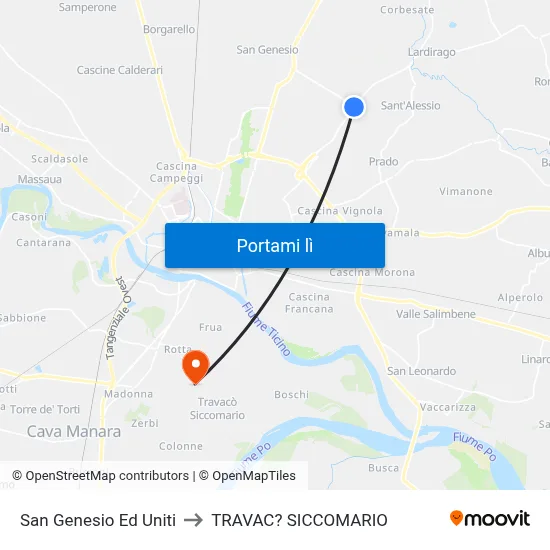 San Genesio Ed Uniti to TRAVAC? SICCOMARIO map