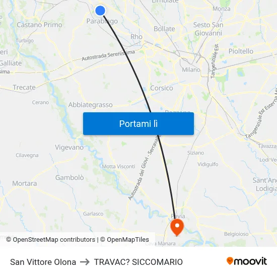 San Vittore Olona to TRAVAC? SICCOMARIO map