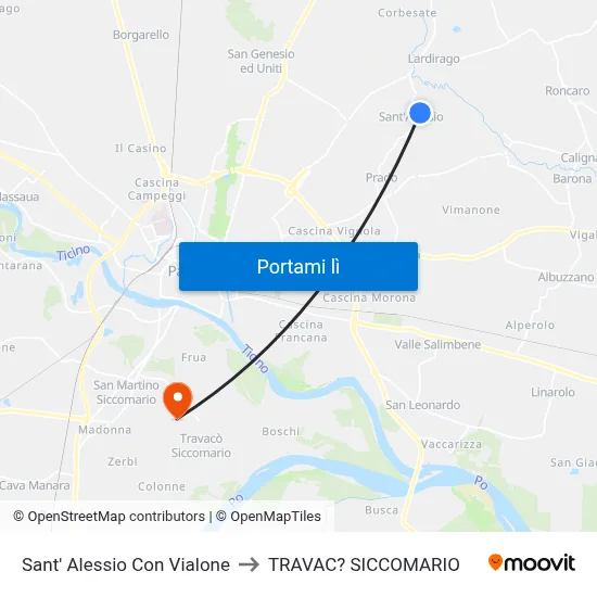 Sant' Alessio Con Vialone to TRAVAC? SICCOMARIO map