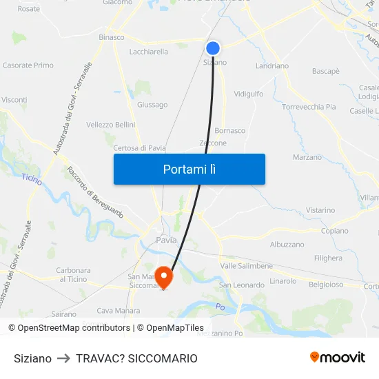 Siziano to TRAVAC? SICCOMARIO map