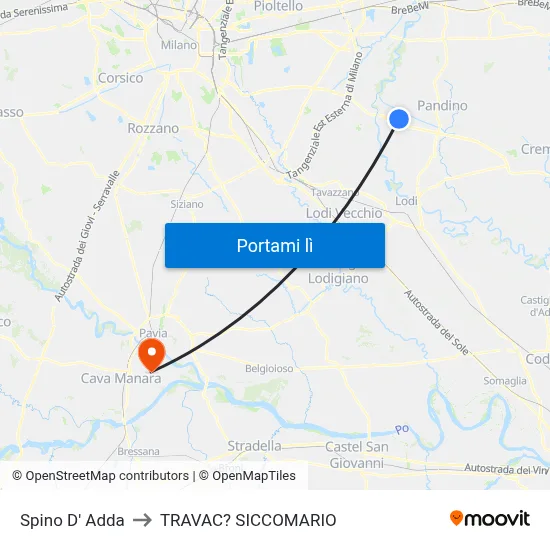 Spino D' Adda to TRAVAC? SICCOMARIO map
