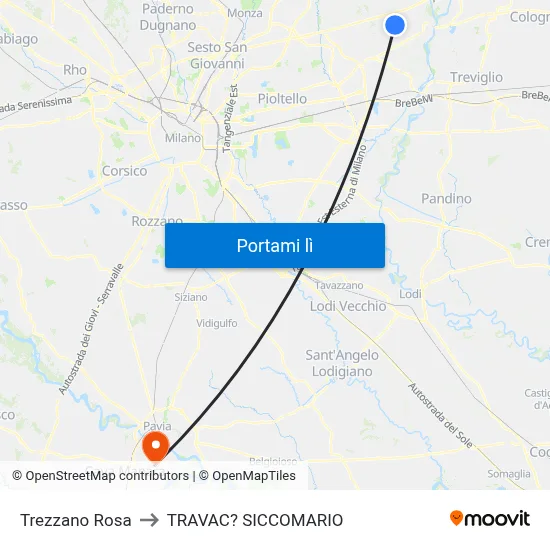 Trezzano Rosa to TRAVAC? SICCOMARIO map