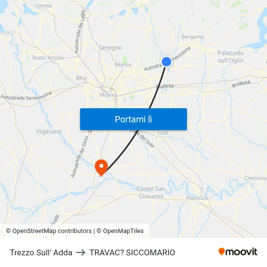 Trezzo Sull' Adda to TRAVAC? SICCOMARIO map