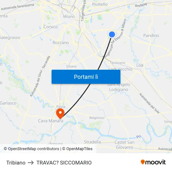 Tribiano to TRAVAC? SICCOMARIO map