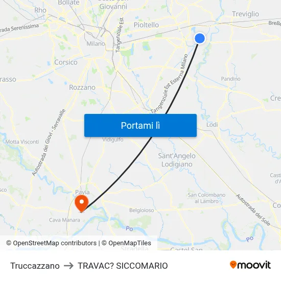 Truccazzano to TRAVAC? SICCOMARIO map