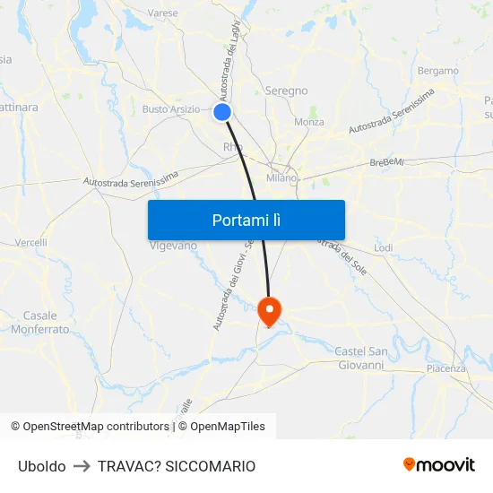 Uboldo to TRAVAC? SICCOMARIO map