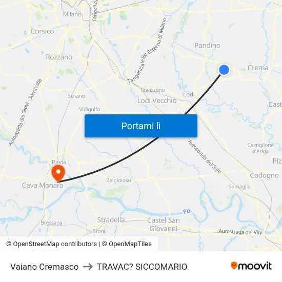 Vaiano Cremasco to TRAVAC? SICCOMARIO map
