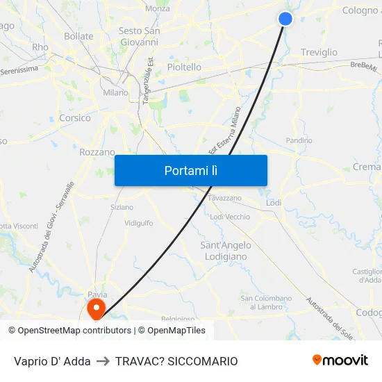 Vaprio D' Adda to TRAVAC? SICCOMARIO map