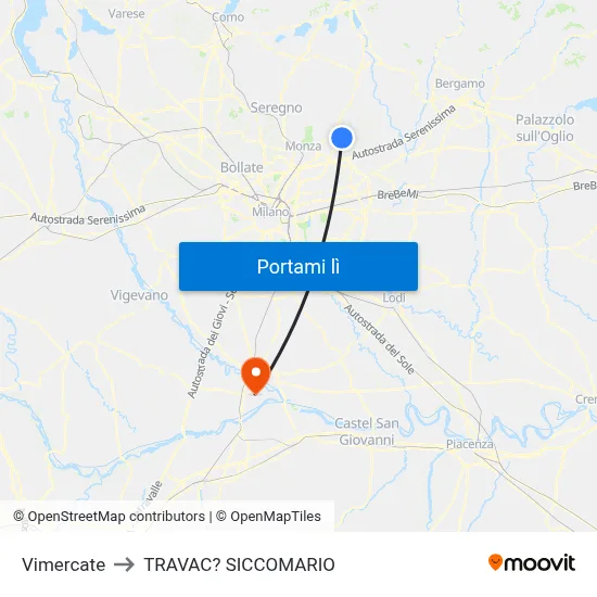 Vimercate to TRAVAC? SICCOMARIO map