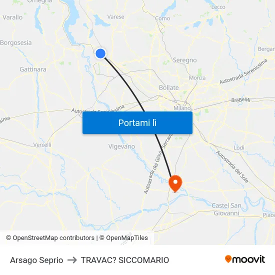 Arsago Seprio to TRAVAC? SICCOMARIO map