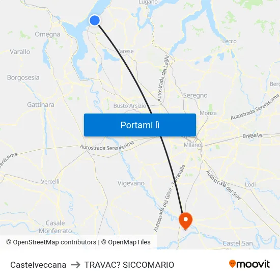 Castelveccana to TRAVAC? SICCOMARIO map